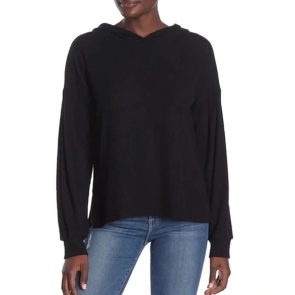 PST by Project Social T Wren Cozy Rib Hoodie Pullover XS/Extra Small Black NWT - Picture 2 of 8